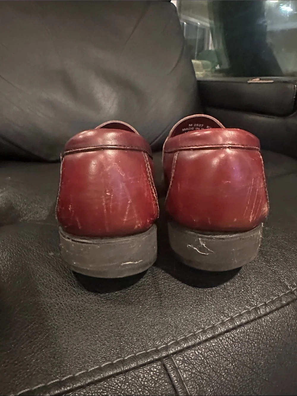 Men's Burgundy Leather Slip-On Loafers